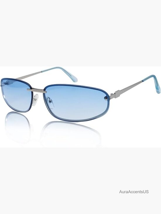 Vintage Y2K Wrap Around Sunglasses Retro 2000s Oval Metal Frame Unisex UV400